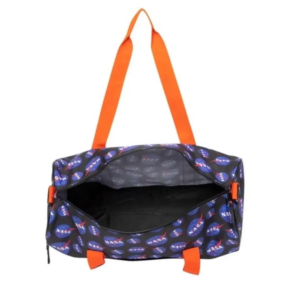 New NASA Logo All Over Print Orange/Blue Utility Duffle Bag Travel Luggage